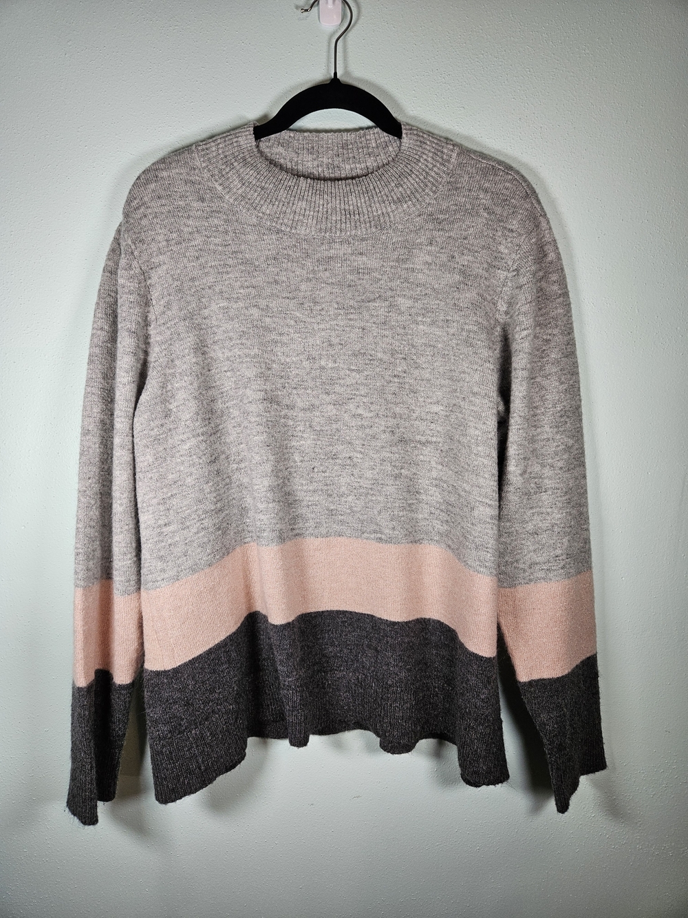 Liz Claiborne Color Block Sweater Gray & Pink XL